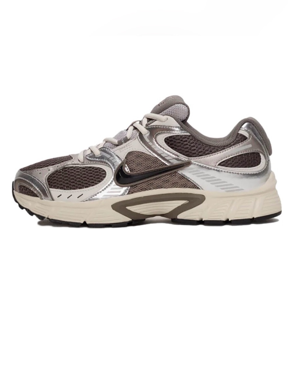 Nike Men’s Gray Mesh and Silver Accent Athletic Sneakers